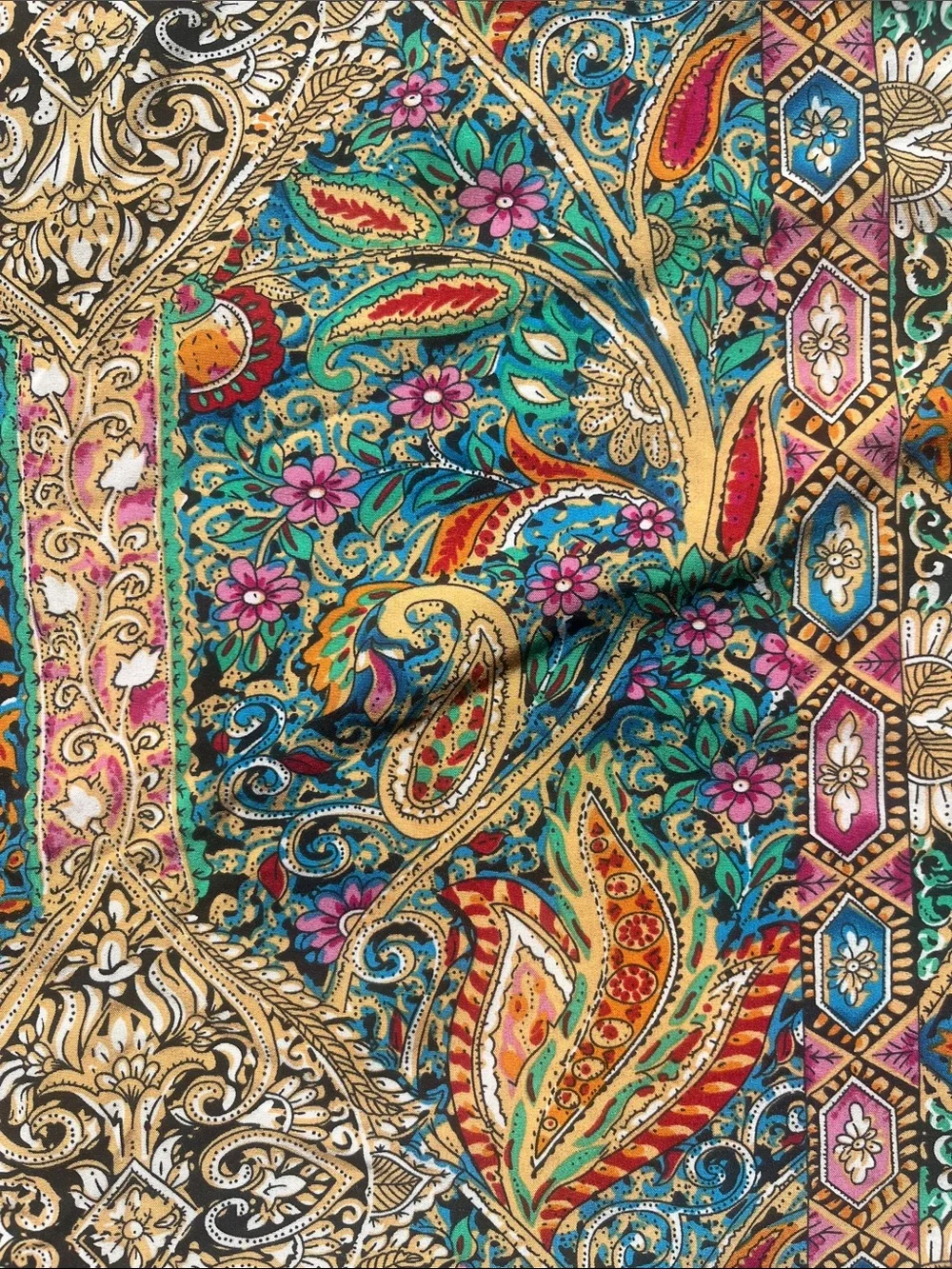 SHEIN Cold ShoulderColorful Paisley Blouse with 89th & Madison Bright Blue Pants